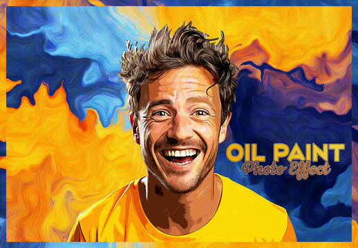 Oil Paint Cartoon Photo Effect Mockup
