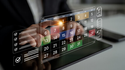 A digital calendar interface for business planning and organization. Used for scheduling events,...