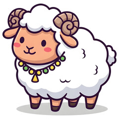 Obraz premium Cute cartoon sheep for qurban theme