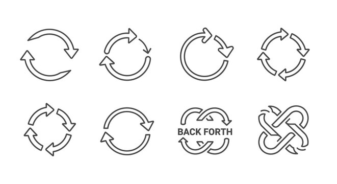 Circular Arrow Icons Set: Refresh, Recycle, Loop, and Continuous Process Symbols