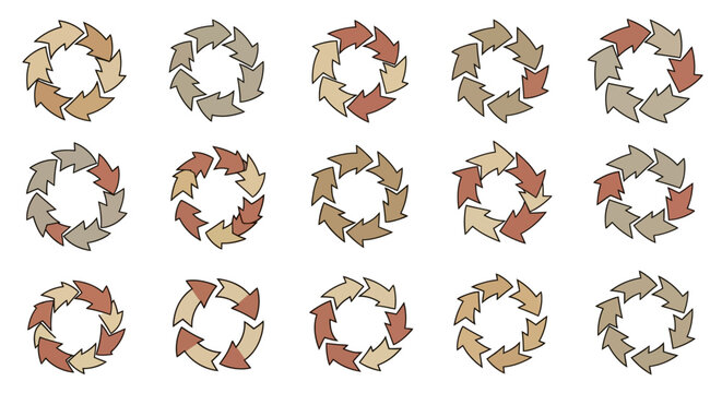 Circular Arrows Cycle Process Diagrams Set - Earthy Tones