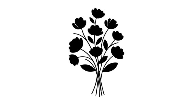 Black silhouette of a flower bouquet.