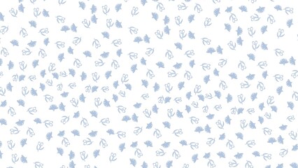 Delicate light blue floral berry pattern scattered across a clean white background © Harsh