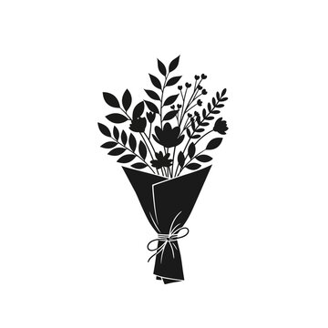 Bouquet of flowers wrapped paper.