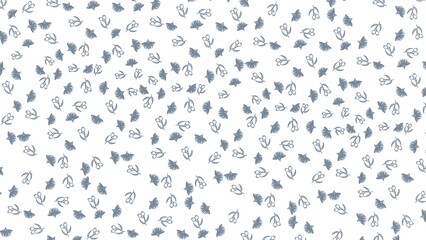 Seamless hand drawn botanical pattern featuring simple leaves and berry branches on white © Harsh