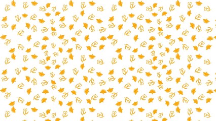 Seamless pattern with scattered orange abstract floral elements on a white background. © Harsh