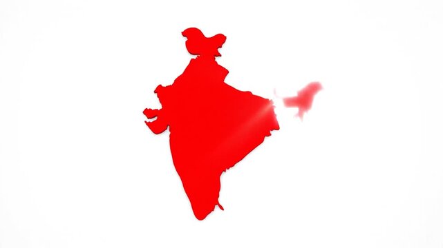 Animated minimalist outline map of Bihar India highlighting regional borders against a clean white background in high resolution 4K motion graphics video footage for geography and tourism.