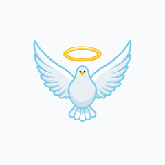 Obraz premium White Dove with Halo Flying Symbolizing Peace and Spirituality.