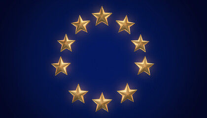 Europe Day - A circular arrangement of golden stars on a blue background, representing unity and excellence