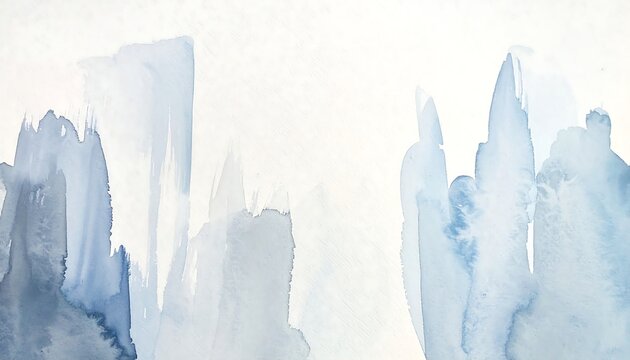 A watercolor painting of blue mountain ranges on white background