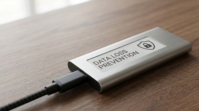 External hard drive with data loss prevention symbol