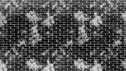 Grungy black and white brick wall texture with distressed faded paint © Harsh