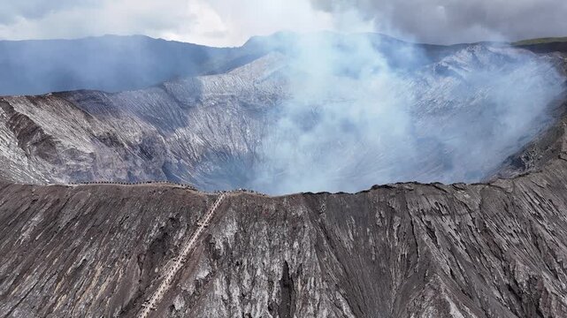 Aerial shot of Mount Bromo crater