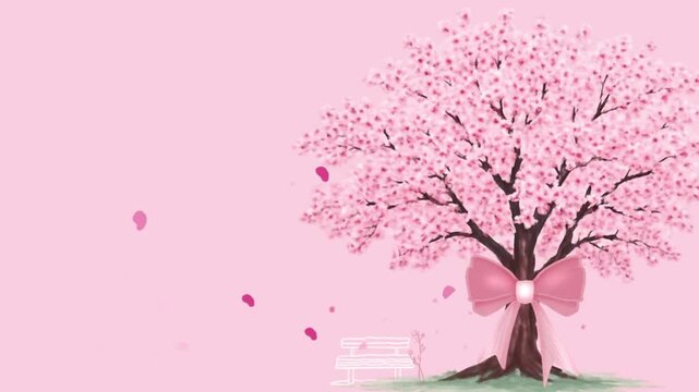 Pink background,  pink cherry blossoms tree
