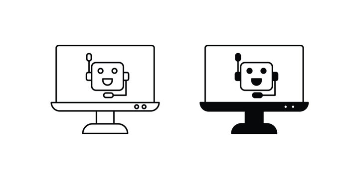 Virtual Assistant set icon with white background vector stock illustration