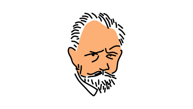 Pyotr Ilyich Tchaikovsky portrait, flat vector illustration