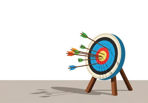 矢が突き刺さる的 イラストと鮮やかな色彩の成功イメージ