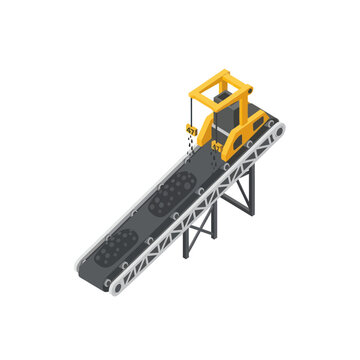 Isometric Conveyor Belt System with Industrial Machinery.