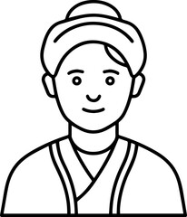 Obraz premium Hand Drawn Elderly Female Doctor Black and White Illustration in Minimal Line Art Style Design