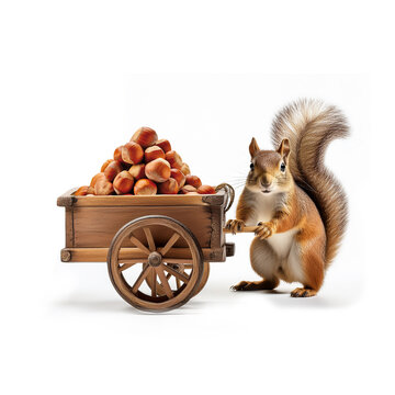 &eacute;cureuil, chariot, bonbon, enfant, noisette, color&eacute;,   animal, rongeur, mammif&egrave;re, nature, rouge, faune, joli, sauvage, queue, fourrure, mangeant, noix, for&ecirc;t, petit, arbre, brun, parc, duveteux, alim