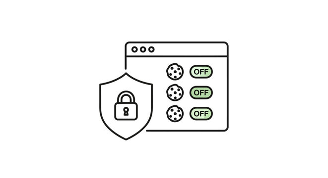 Shield with lock and computer settings.