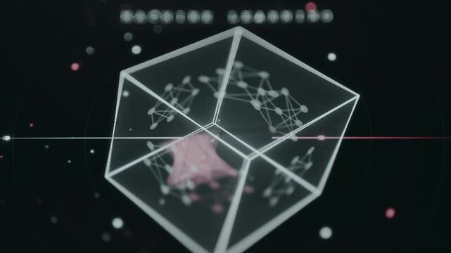 Animated machine learning cube showing input and output streams
