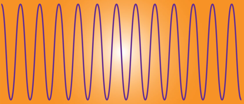 Purple Waveform Audio Signal Pattern On Orange Gradient Background With Radiant Center