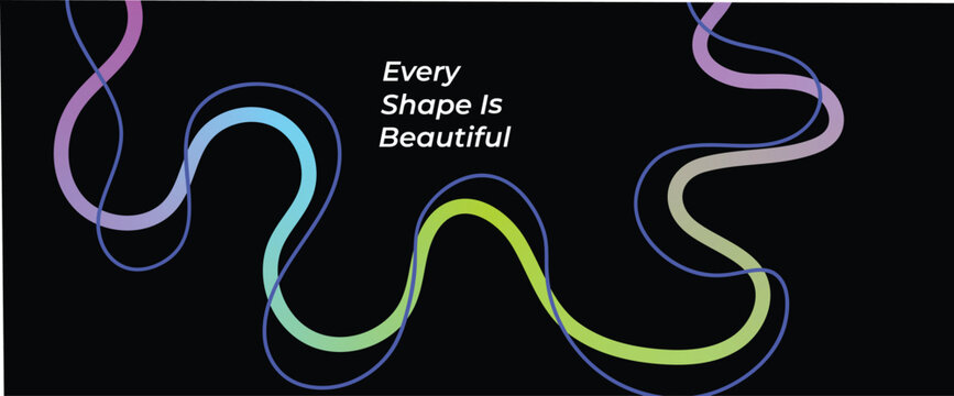 Beautiful multicolored gradient wavy lines on with inspirational quote