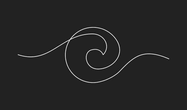 Abstract Continuous Line Spiral Wave Graphic Design on Dark Background
