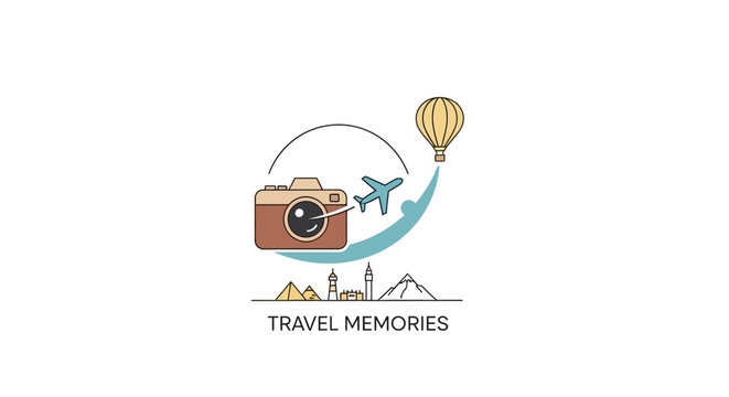Camera with travel memories logo.