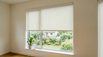 Fototapeta premium A bright interior scene with natural light pouring in, framing a clear view of an outdoor garden. the scene evokes tranquility and invites viewers to consider the balance of indoors and out.