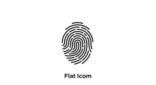 Fingerprint Icon Flat Design Style.