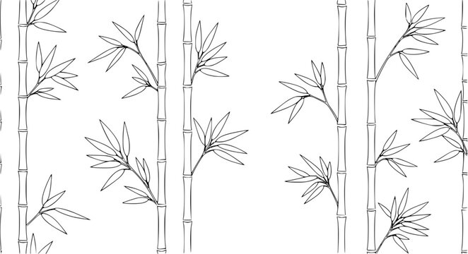 Bamboo Seamless Pattern Vector with Repeating Botanical Design Elements
