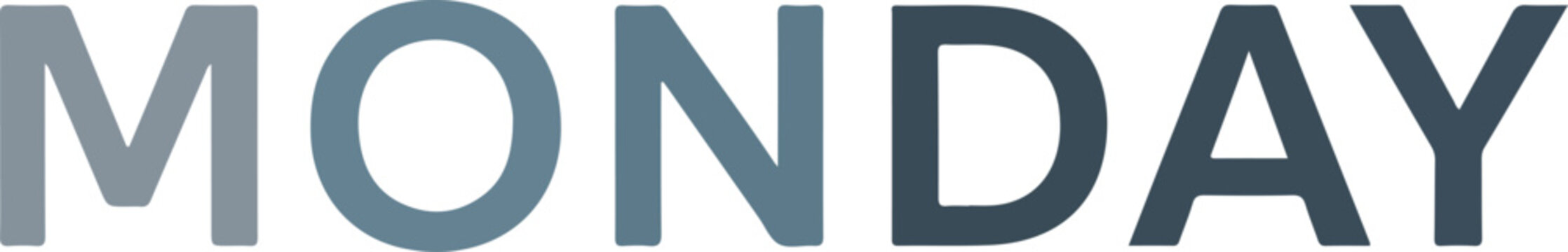 Stylized 'MONDAY' text in cool blue and grey hues, depicting the first day of the work week and the potential for a productive start