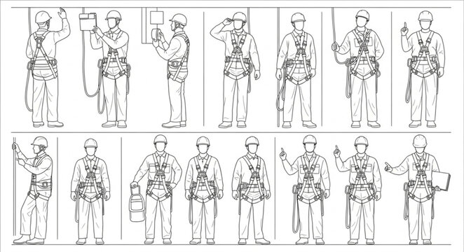 Collection of Military Personnel Poses and Actions.