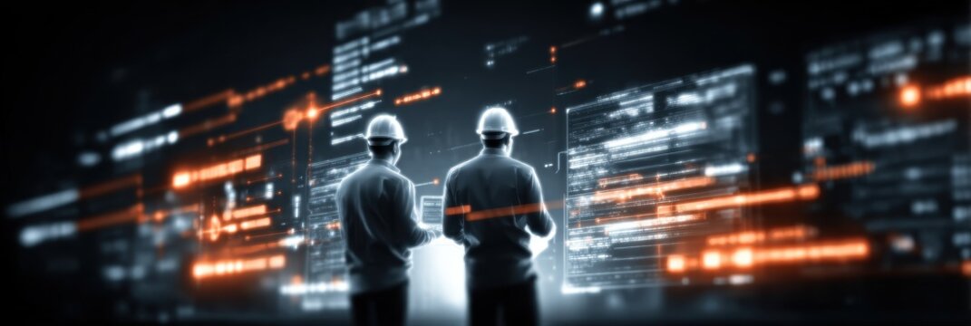 Engineers watch the system update apply new software technology, bringing a massive improvement to data security and performance speed.