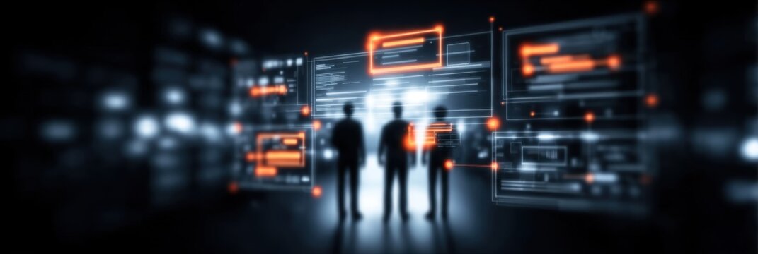 Engineers watch the system update apply new software technology, bringing a massive improvement to data security and performance speed.