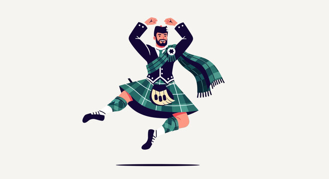Scottish Highlander Dancing in Kilt