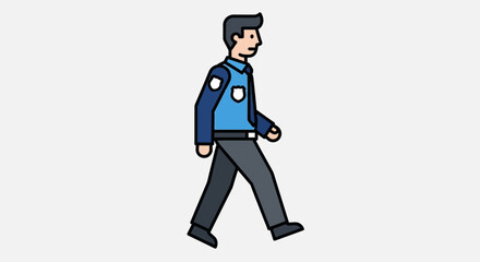 Obraz premium Security guard walking, uniform, professional, security, man, professional, uniform, security