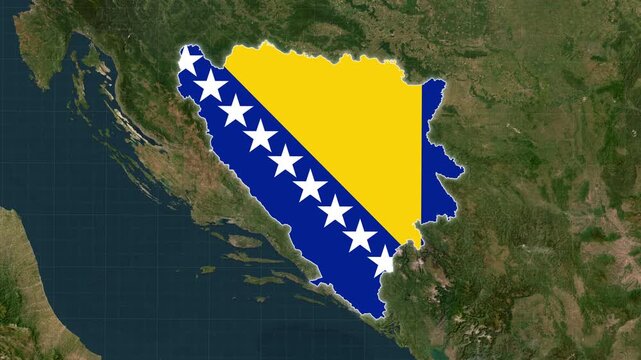 Bosnia and Herzegovina Map With Flag Animation
