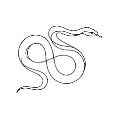 Simple continuous line art drawing of a snake © Bagus