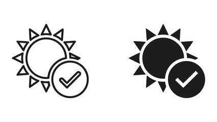 Comparison of sun icons with approval checkmarks in different styles © Jahidul