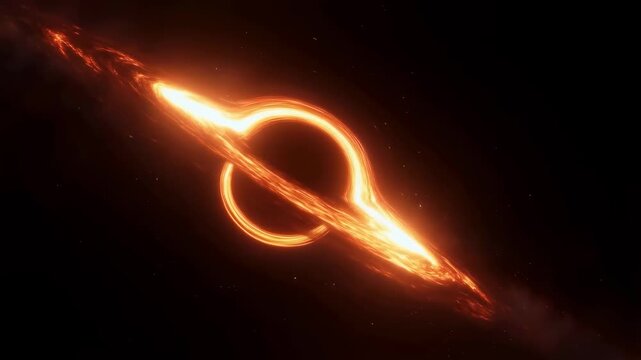 Stunning visualization of a black hole with glowing accretion disk. Represents the mysteries of the universe and astrophysical phenomena