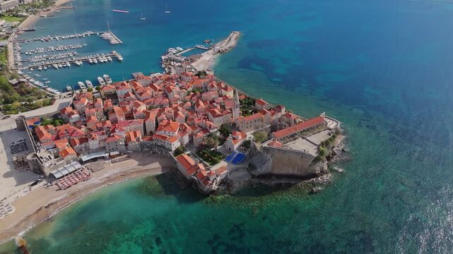 Budva Old Town Surrounded by Turquoise Adriatic Water
