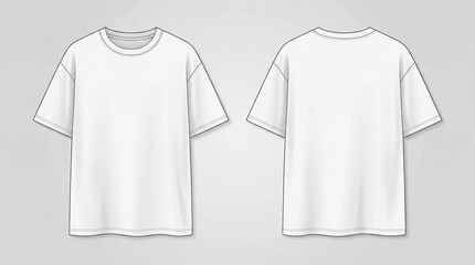 Naklejka premium Blank White Oversized T-Shirt Mockup Front and Back View