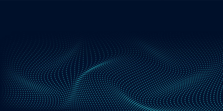 Abstract Music background. Big Data Particle Flow Visualisation. Science infographic futuristic illustration. Sound visualization. Cryptocurrency fintech network blockchain and programming concept.