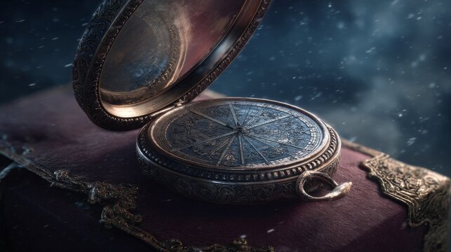 Ornate antique brass astrolabe with celestial engravings, a timeless instrument for navigation and scientific study.