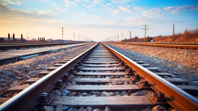 地平線まで一直線に続く電車の線路