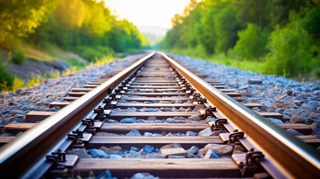 地平線まで一直線に続く電車の線路