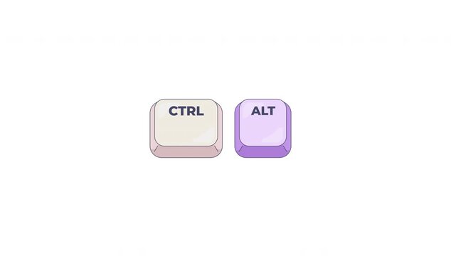 Ctrl Alt keyboard shortcut keys animation. System command. Special function. Advanced input operation. Animated hotkey combo buttons click for pc, laptop. 4K video. Computer press action